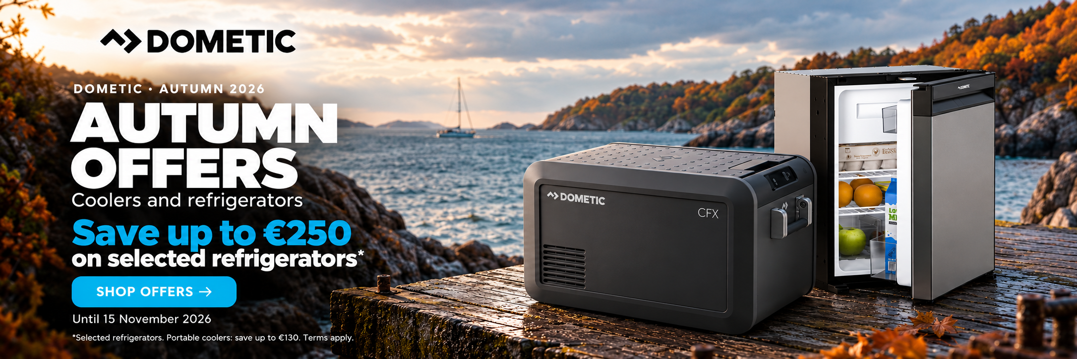 Dometic Autumn Offers 2026: coolers and refrigerators with savings of up to €250 on selected products, until 15 November.