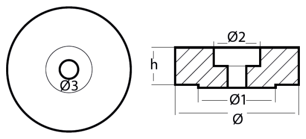 Tecnoseal Ánodo Arandela Kamewa D.80 H.24 - Agujero 12