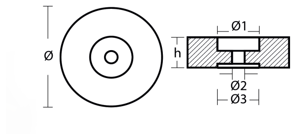 Tecnoseal Ánodo De Popa - Ø140 - H 30 completo
