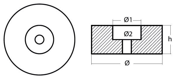 Tecnoseal Ánodo Disco Motor Kamewa Ø105 - H 22