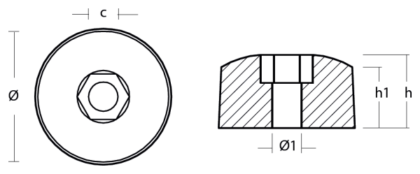 Tecnoseal Ánodo Eje Alamarin-Jet - Ø39 - H 21