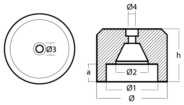Tecnoseal Ánodo Hélice Serie Codecasa - Ø120 - H 90