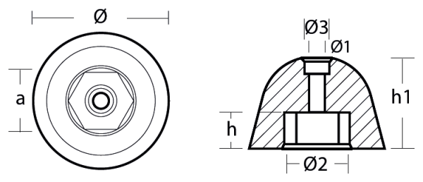 Tecnoseal Ánodo Hélice Vetus D.60 H.41 Exagonale