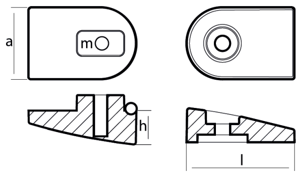 Tecnoseal Ánodo Placa doble Omc Serie Saildrive