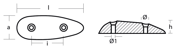 Tecnoseal Ánodo Placa Oval 117X43X20 Cf.49