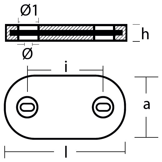 Tecnoseal Ánodo Placa Oval 210X290X32