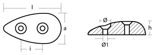 Tecnoseal Ánodo Placa Oval 85X47X20 Cf.33 F.7