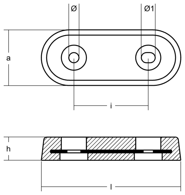 Tecnoseal Ánodo Placa Oval Kamewa