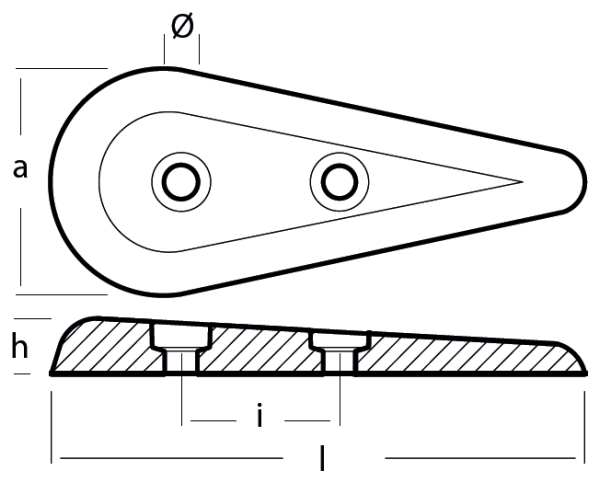 Tecnoseal Ánodo Placa Oval Usa 136X58