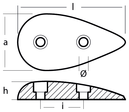 Tecnoseal Ánodo Placa Oval Usa 85X46