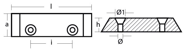 Tecnoseal Ánodo Placa Rectangular 175X39X19 C.f.100