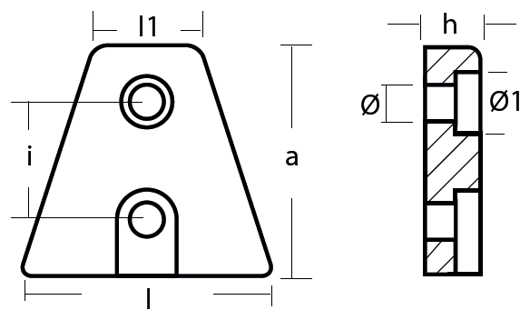 Tecnoseal Ánodo Placa Triangular Kamewa