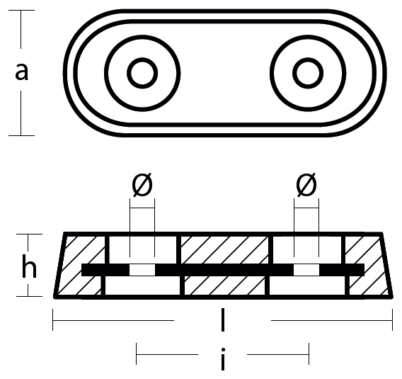 Tecnoseal Ánodo Placa Vetus 0,3 - 98X44X18