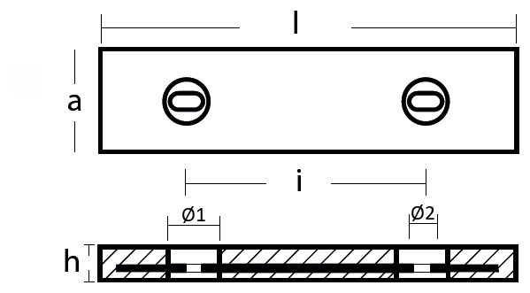 Tecnoseal Ánodo Placa Vetus - 325X78X35