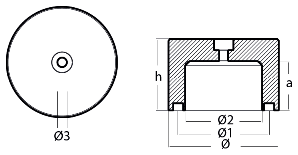Tecnoseal Ánodo Serie Ferretti - Ø200 - H 130 - Rif. Z36