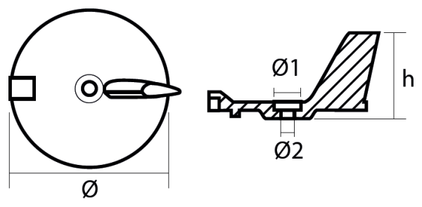 Tecnoseal Ánodo Timón Yamaha F25-F40-F50 D.95