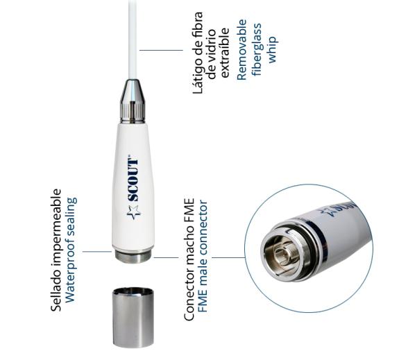Scout 3 dB VHF Antena Fibra de Vidrio 1,0 m (3,3') QuickFit Quick4