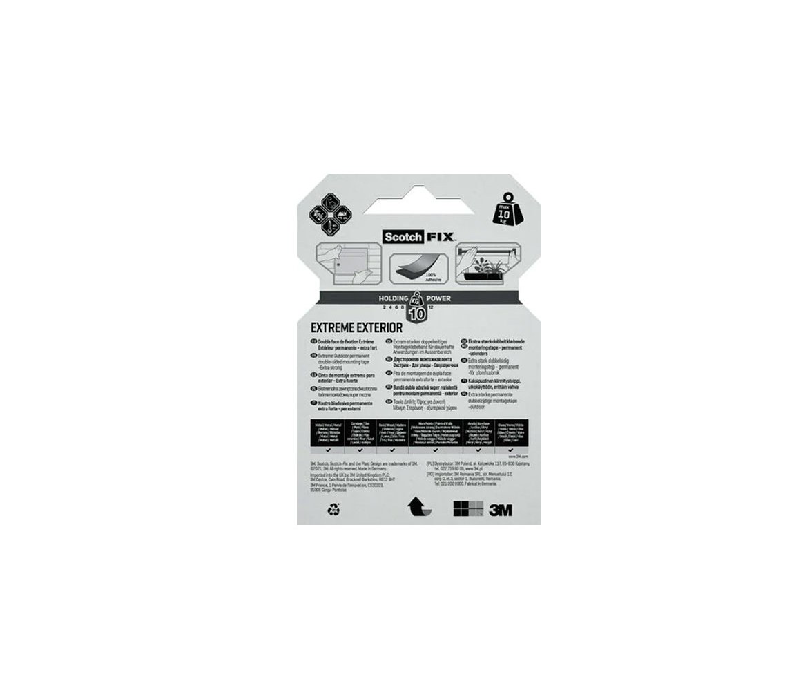 3M Scotch-Fix Cinta montaje exteriores Extreme PT1100-1915-P, 19mmx1,5 m