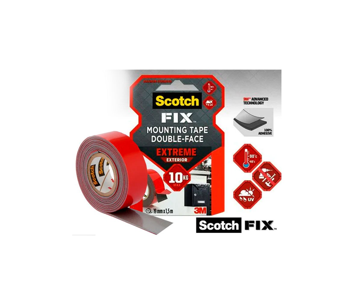 3M Scotch-Fix Cinta montaje exteriores Extreme PT1100-1915-P, 19mmx1,5 m