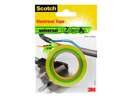 3M Cinta Aislante Scotch Amarilla/Verde de 10 m x 15 mm