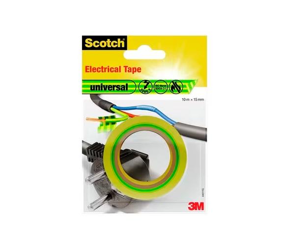 3M Cinta Aislante Scotch Amarilla/Verde de 10 m x 15 mm