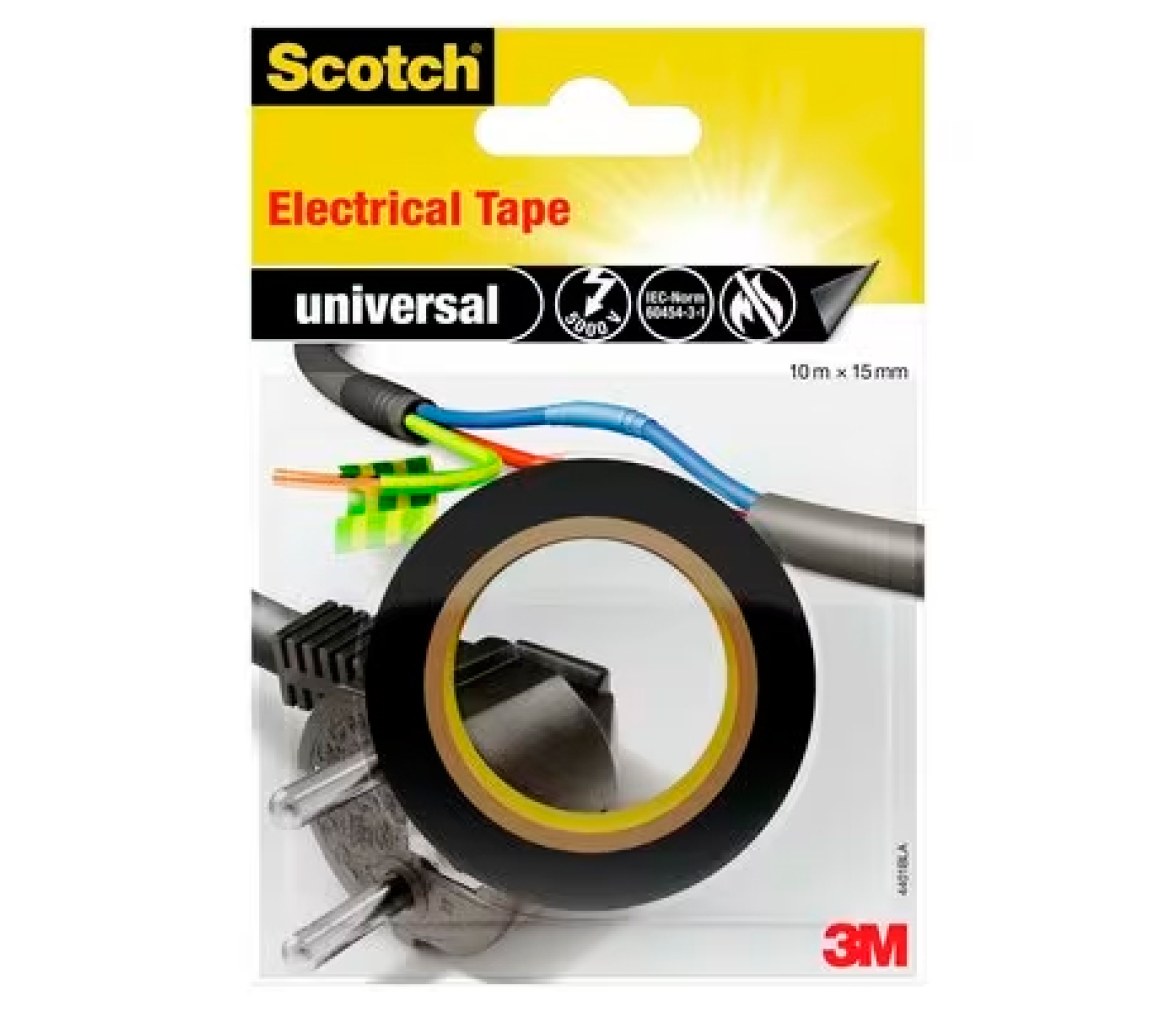 3M Cinta Aislante Scotch Negra de 10 m x 15 mm