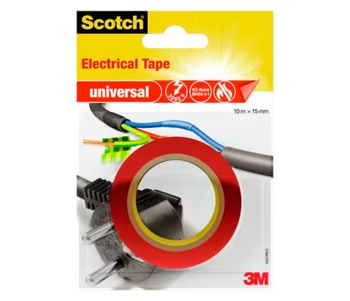 3M Cinta Aislante Scotch Roja de 10 m x 15 mm