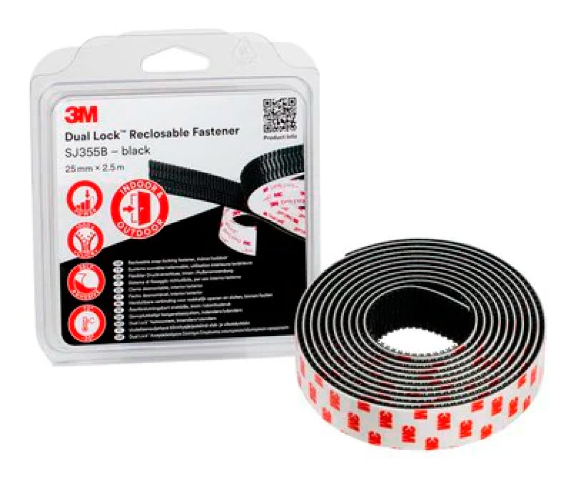 3M Dual Lock Cierre Reutilizable Negro - SJ3550