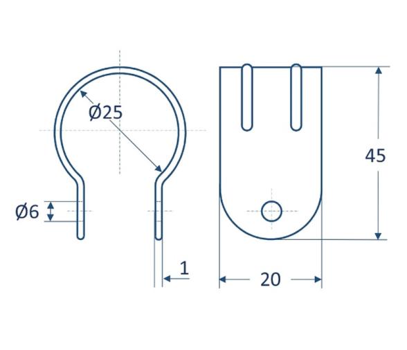 Abrazadera Clip para Tubo de 25mm Circunferencia Completa