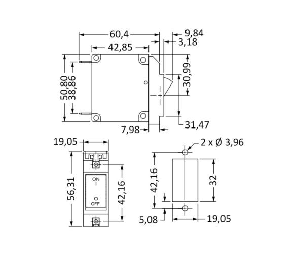 Airpax/Sensata Disyuntor Magnético Hidráulico con Palanca Horizontal