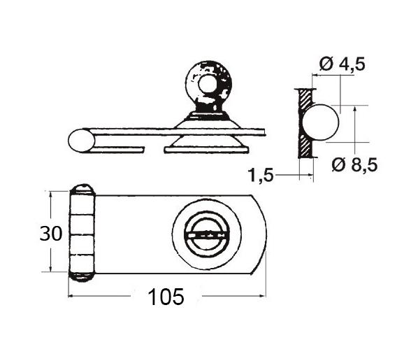Aldabilla con Cerradura Inox 105x30 mm