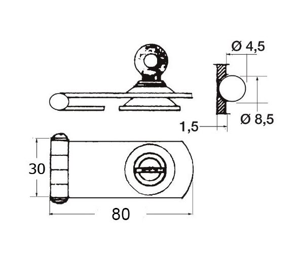 Aldabilla con Cerradura Inox 80x30 mm