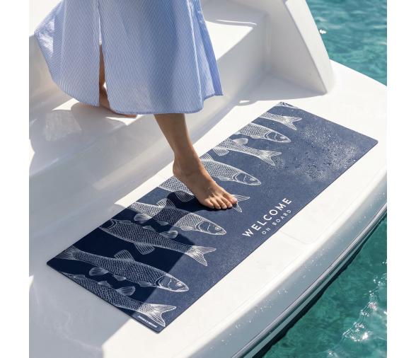 Alfombra Antimicrobial Welcome 70 × 50 cm – Fish Blue - Marine Business