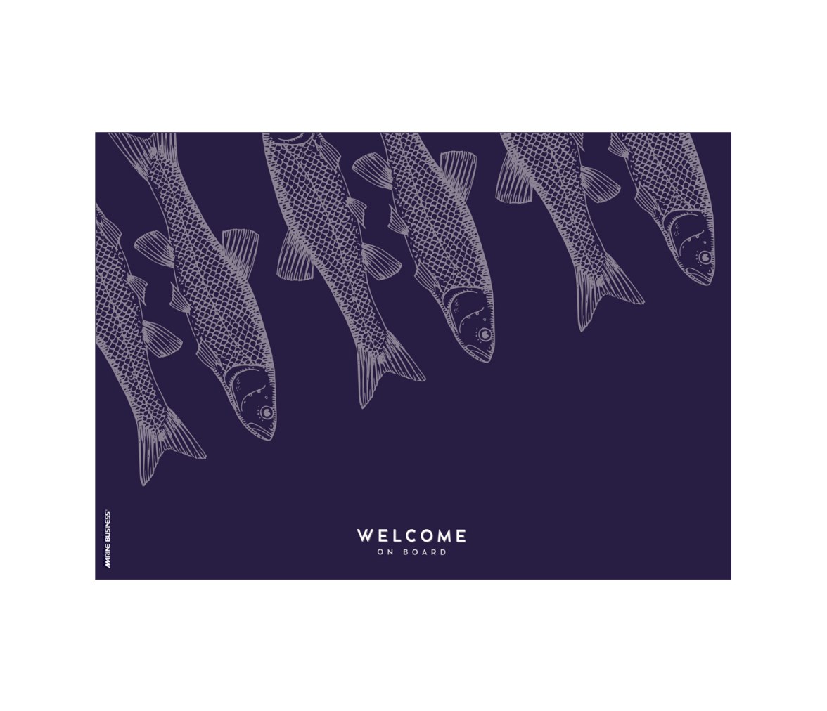 Alfombra Antimicrobial Welcome 70 × 50 cm – Fish Blue - Marine Business
