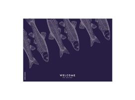 Alfombra Antimicrobial Welcome 70 × 50 cm – Fish Blue - Marine Business