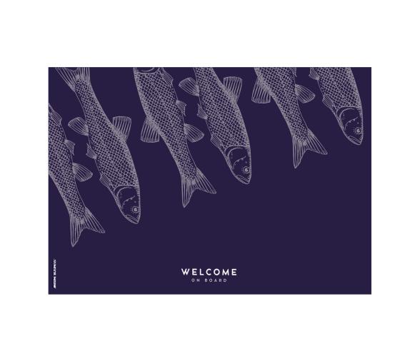 Alfombra Antimicrobial Welcome 70 × 50 cm – Fish Blue - Marine Business