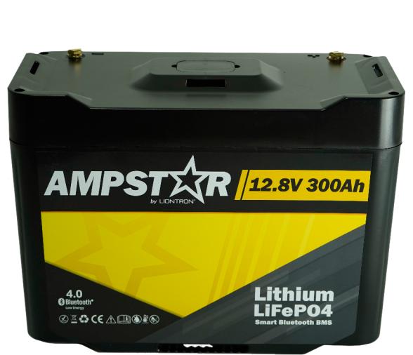 AMPSTAR Batería Litio LiFePO4 12.8V 300Ah Bluetooth