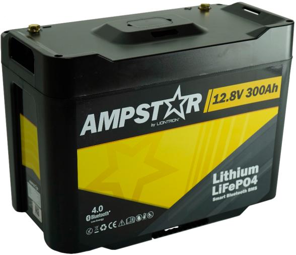 AMPSTAR Batería Litio LiFePO4 12.8V 300Ah Bluetooth