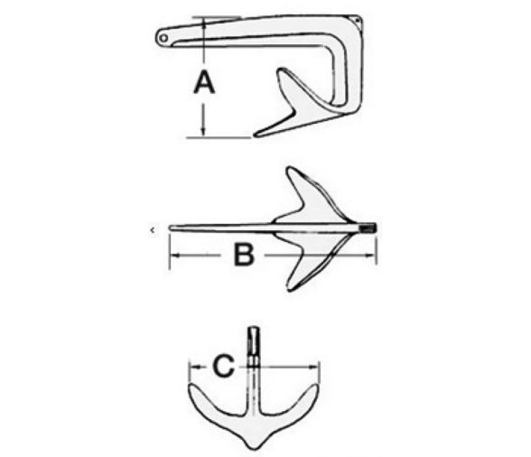 Ancla Trefoil Acero Inoxidable con Placa de Agarre
