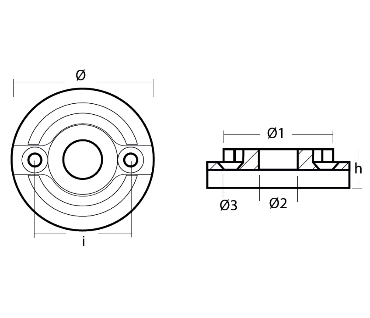 Ánodo de Collar Pequeño Vetus para KGF75 y 95