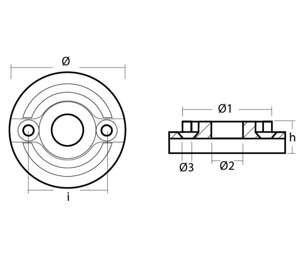 Ánodo de Collar Pequeño Vetus para KGF75 y 95