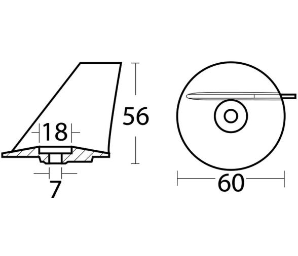Anodo Tohatsu Aleta para 25/30 HP y 40/50 HP Mega.