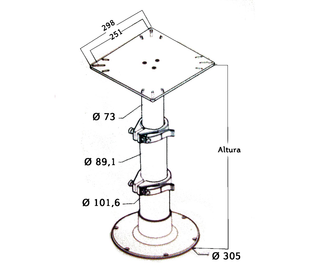 Pedestal para Mesa Regulable Tres Alturas