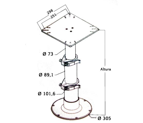 Pedestal para Mesa Regulable Tres Alturas