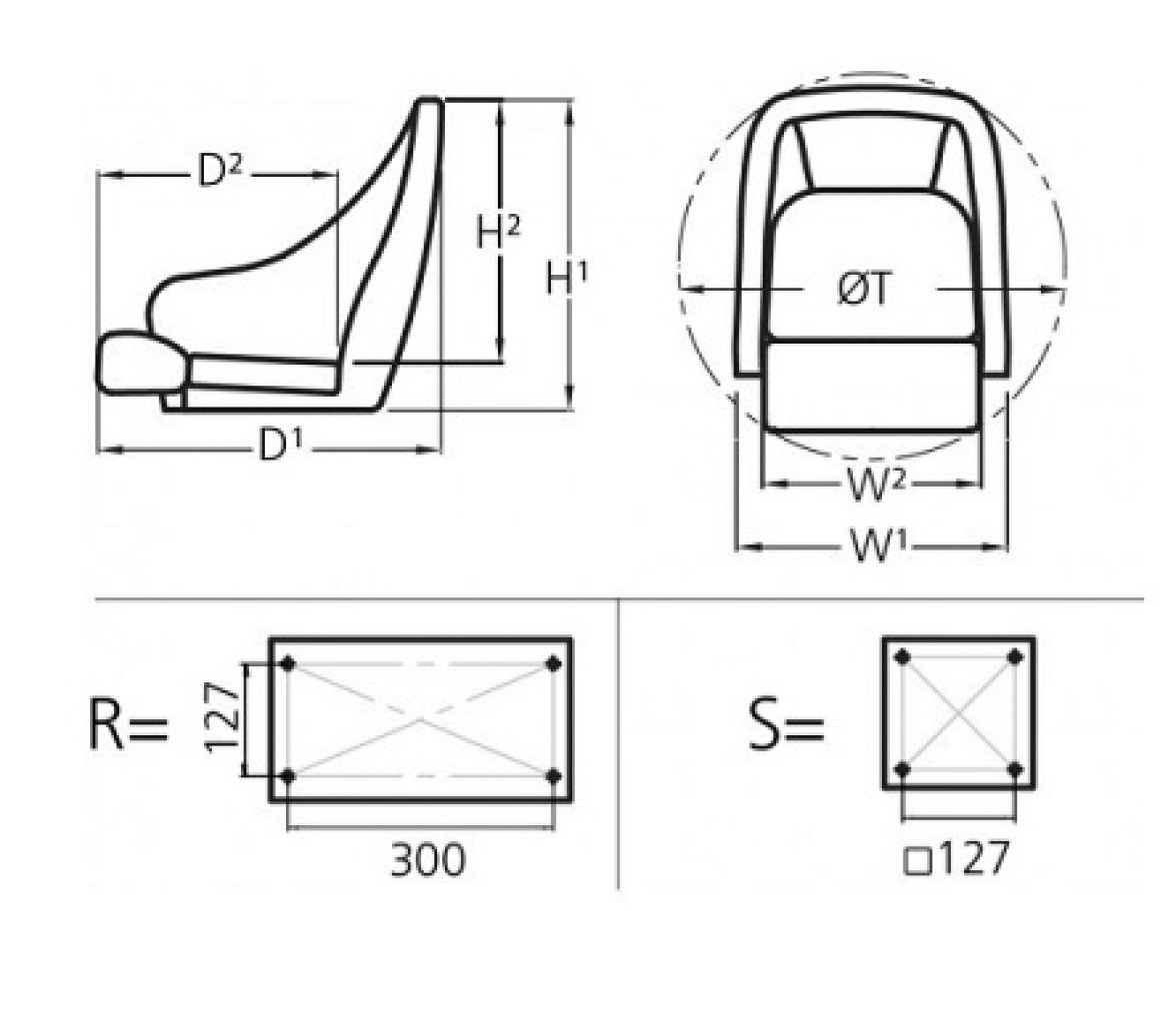 Asiento CAPTAIN, Blanco sin Cojines