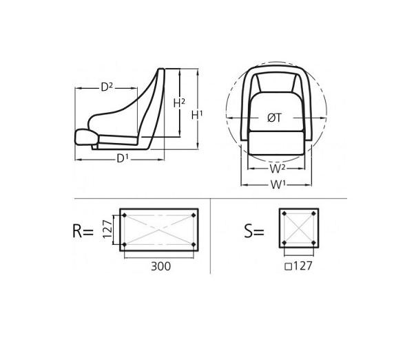 Asiento CAPTAIN, Blanco sin Cojines