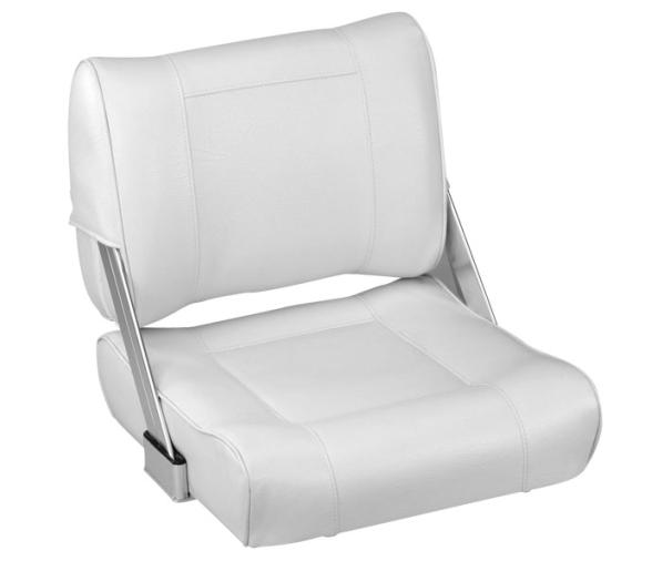 Asiento piloto Plastimo con respaldo reversible de vinilo blanco