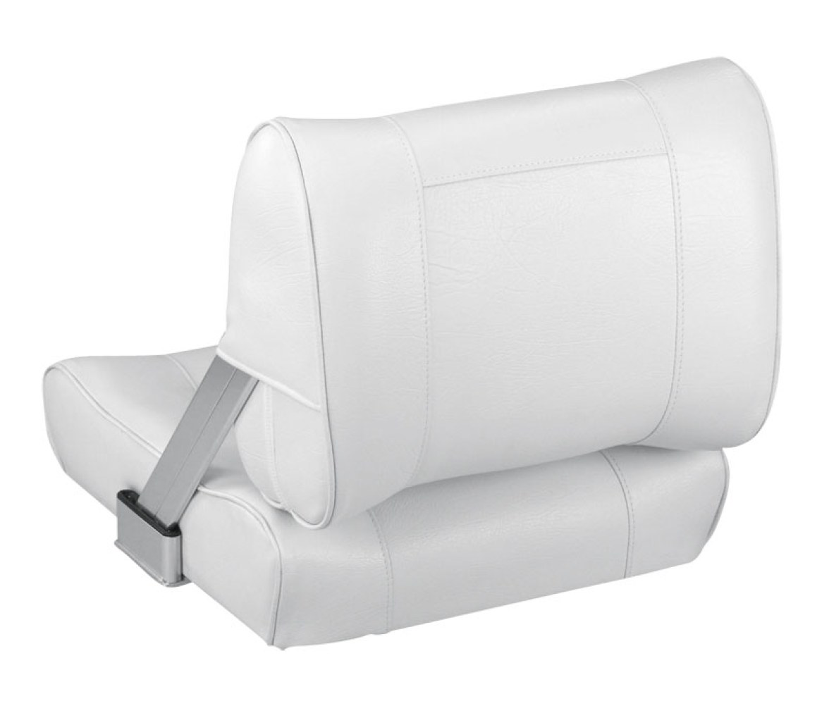 Asiento piloto Plastimo con respaldo reversible de vinilo blanco