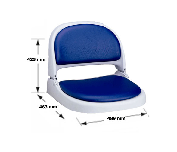 Attwood Folding Loght Gray Seat with Blue Cushion