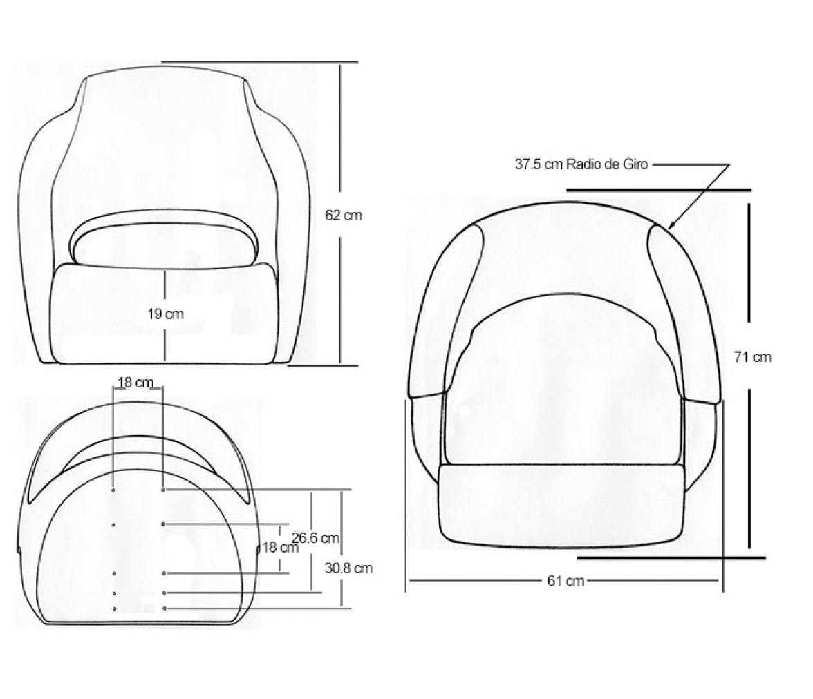 Attwood Asiento Aergo Flip Up Blanco Apagado